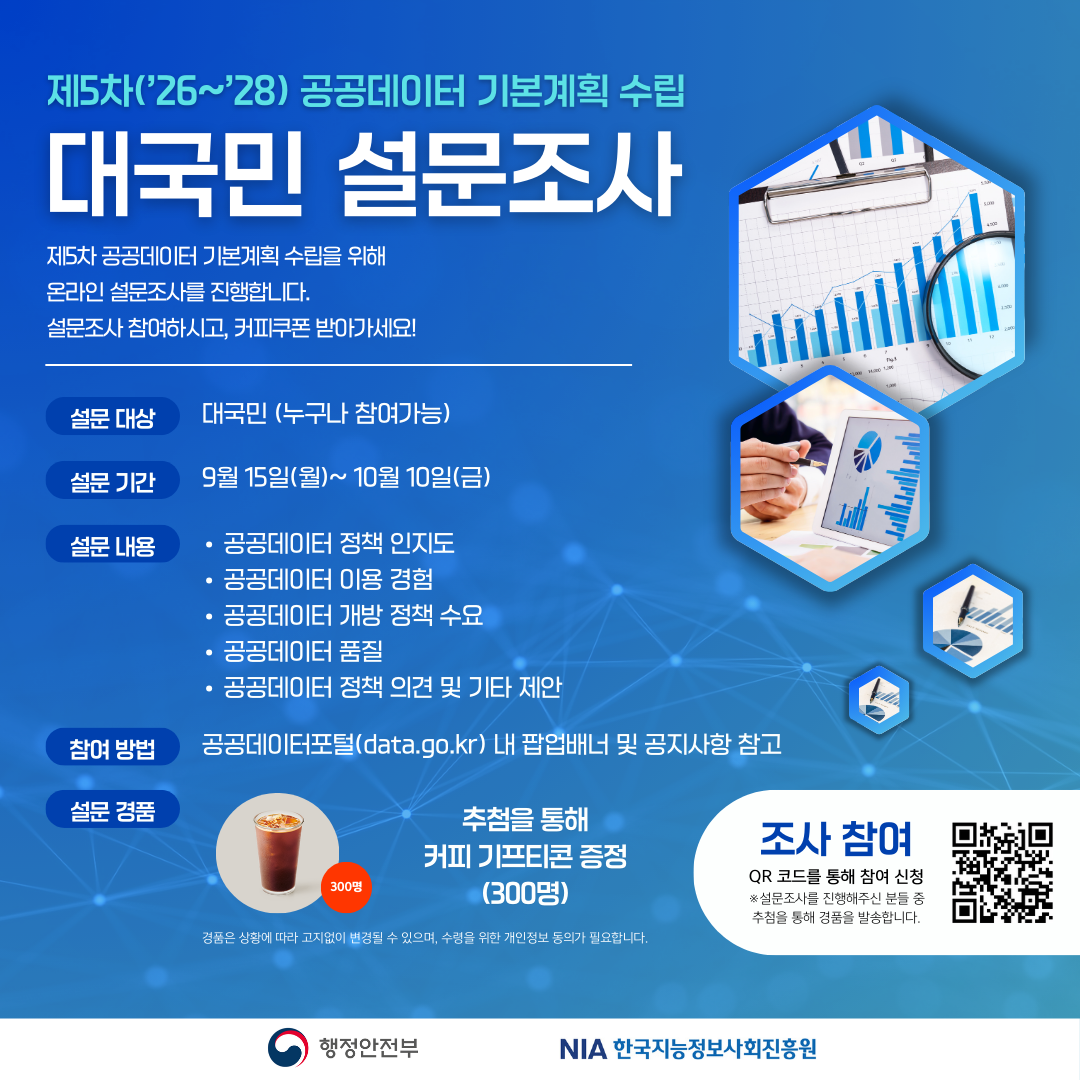 「제5차 공공데이터 제공 및 이용 활성화 기본계획」 설문조사 썸네일