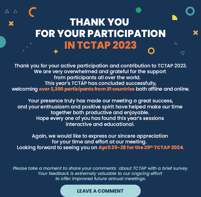 THANK YOU FOR YOUR PARTICIPATION IN TCTAP 2023